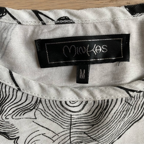 MINKAS Black/White Blouse, Asymmetrical Hem, Women’s (US M) - Picture 5 of 8